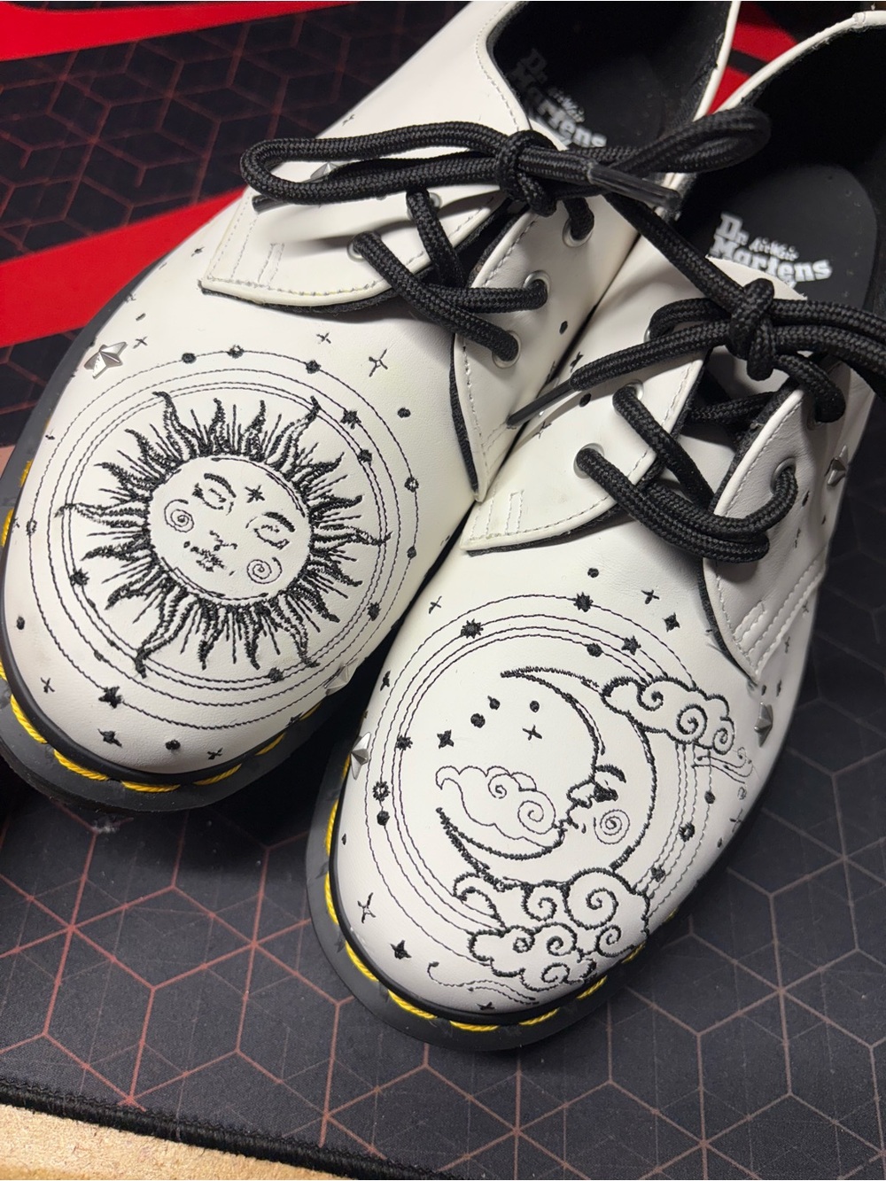 Dr. Martens White Leather Sun & Moon 3-Eye Oxfords - Picture 3 of 5